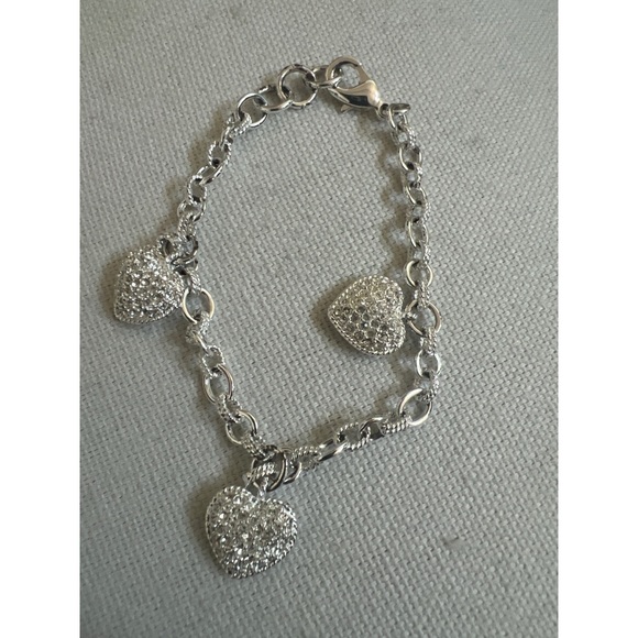 Heart Pavé Pendant Necklace and Stud Earring Set - Silver - Picture 2 of 5